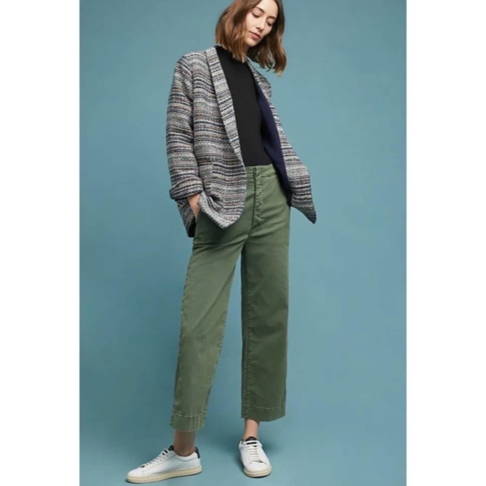 Anthropologie Harlyn Multicolor Striped Blazer Tweed Boyfriend Oversized open